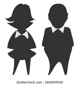 Man and woman. Vector silhouette portraits of couples. The gap between gender symbols. Separation of society by gender. Relationships, dating, marriage. Logo design. Clash of female and male, patriarc