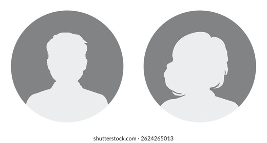 Man and woman Vector user profile illustrations. The illustration portrays a man and a woman portrait.