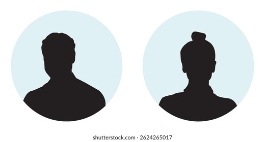 Man and woman Vector user profile illustrations. The illustration portrays a man and a woman portrait.