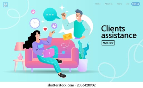 man and woman in video conference with colleagues. Teleconference for work from home concept. Videoconferencing and online meeting workspace.