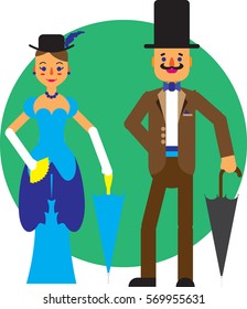 man and woman in vintage clothes