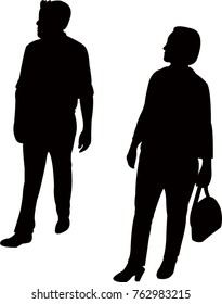 man and woman walking