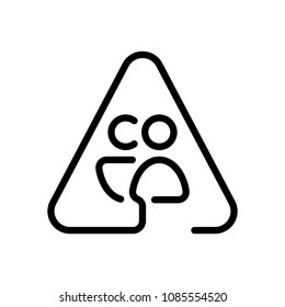 Man and woman in warning triangle. Sign for pedestrians. Linear icon with thin outline. One line style