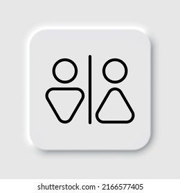 Man, woman, wc simple icon vector. Flat design. Neumorphism design.ai