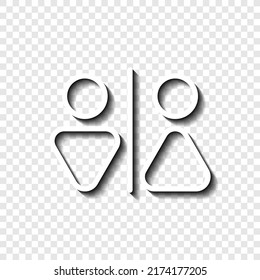 Man, woman, wc simple icon vector. Flat design. White with shadow on transparent grid.ai