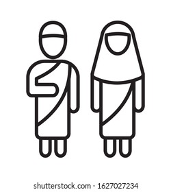 man and woman wearing ihram icon vector. isolated on white background.