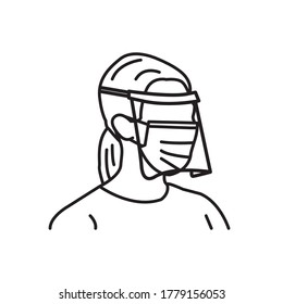 Man and Woman wearing mask for icon and logo, vector surgical mask,
hazmat surgical mask