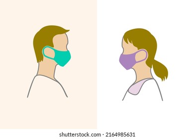 Man and woman wearing masks while talking, for prevent epidemic of coronavirus disease.