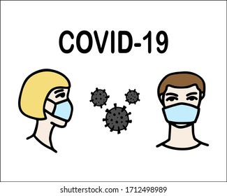 Man and woman wearing protective Medical mask 