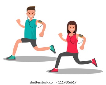 A man and a woman while Jogging.