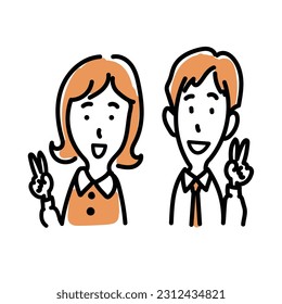 man and woman who make peace with a smile,Vector Illustration