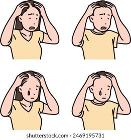 man and woman who are sad after discovering hair loss