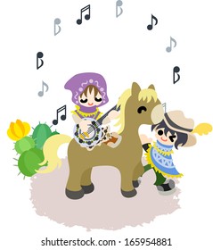 The man and woman who takes a trip to the wasteland horseback.
