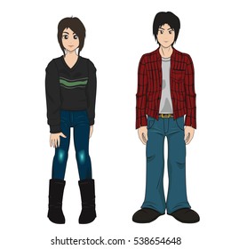 man and woman  winter style vector