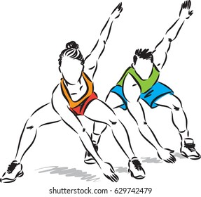 man and woman workout fitness vector illustration