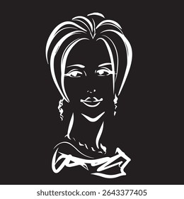 Mulher homem salão cabeleireiro beleza Couturier beleza cabelo estilo ícone vetor arte ilustração, preto e branco esboço design