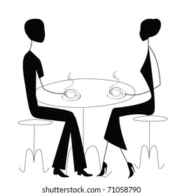 man and women in a cafe