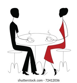 man and women in a cafe