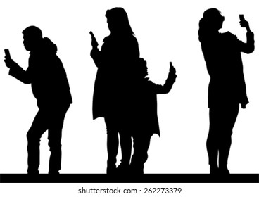 Man and women with camera on white background