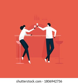 man and women celebrating a happy movement with toasting glasses
