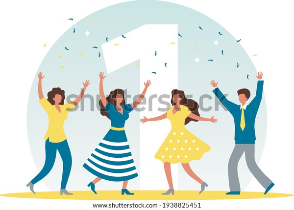 The man and women are celebrating a victory. Vector\
illustration. 