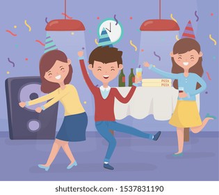 man and women dancing and drinking celebration party vector illustration man and women dancing and drinking celebration party vector illustration