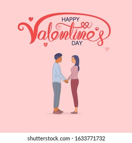 Man & Women icon.Romantic couple & hearts shape.Happy Valentines Day 14 February illustration.Romantic happy loving couple.Valentine's Day, love & relationships.Happy Valentines vector illustration