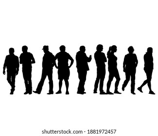 Man and women on on street. Isolated silhouette on a white background