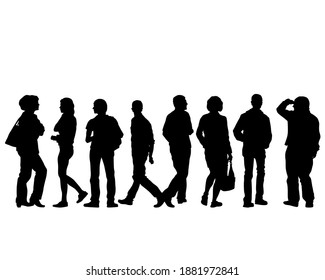 Man and women on on street. Isolated silhouette on a white background