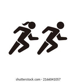 man and women running sport icon vector