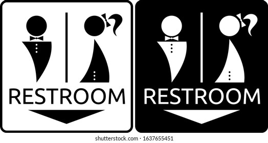 Man and women sign for restroom. Toilet icon great for any use. Illustration, vector women sign for restroom