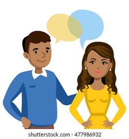 Man and women talking. Talk of couple or friends. Vector illustration