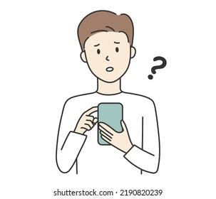 Man Wondering While Looking His Smartphone Stock Vector (Royalty Free ...