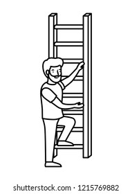 man with wooden stair avatar character