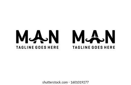 Man word with mustache for logo design vector editable