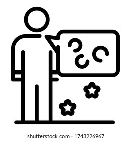 Icono de la nube de palabras del hombre. Icono de vector wordcloud de esquema para diseño web aislado en fondo blanco