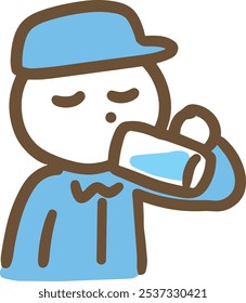 Um homem de trabalho se hidrata