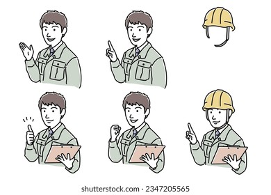 man in work clothes set,　Vector Illustration