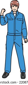 A man in work clothes posing ambitiously. Full-length portrait.