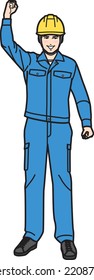 A man in work clothes posing ambitiously. Full-length portrait.