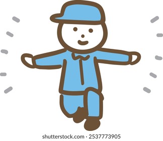 A man in work clothes taking a safe pose