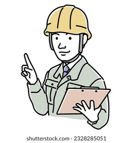 A man in work clothes wearing a helmet,　Vector Illustration