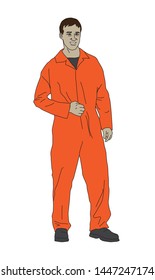 man in work clothes  white background vector illustration