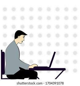 man work from home after coronavirus illustration