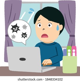 Un hombre trabaja desde casa y encontró un virus.