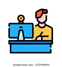  hombre trabajar desde el icono del hogar para página web, aplicación, tarjeta, impresión, medios sociales, publicaciones, etc.
