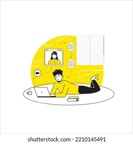 Man Work from home illustration, Create your own Project or work in the easiest way with this Illustration, suitable for your business, branding, service projects. This illustration is 100% vector. 