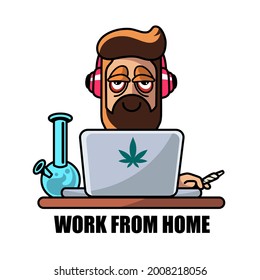 Man work from home illustration vector art