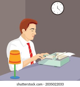 Man work at home vector illustration
