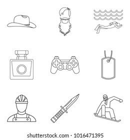 Man work icons set. Simple set of 9 man work vector icons for web isolated on white background